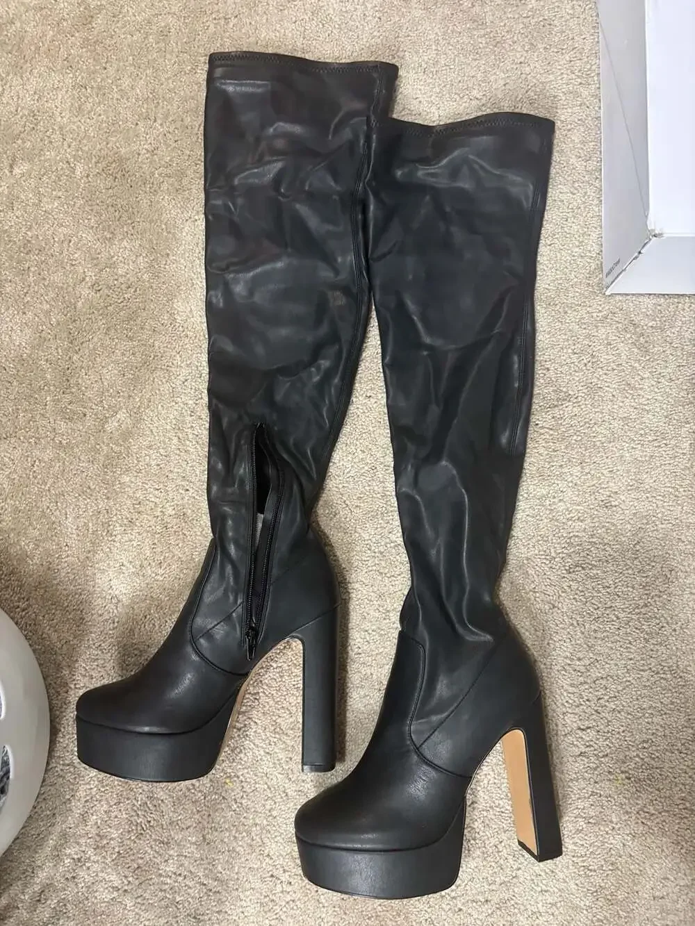 ALDO Astelawan Black Over-The-Knee Platform Block Heel Boots